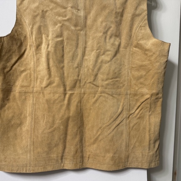 Ruff Hewn Suede vest, L, Tan, zip Front, Stand up Neck, pockets perfect cond - Picture 13 of 13